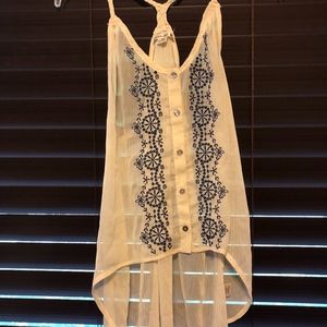 Sheer high, low tank top